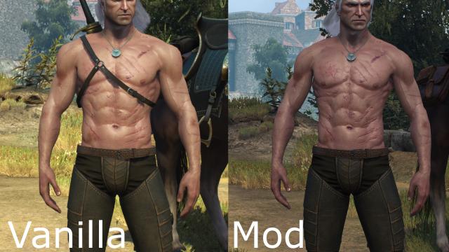 Худорлявий, але м'язистий Геральт / Skinnier Geralt's torso для The Witcher 3