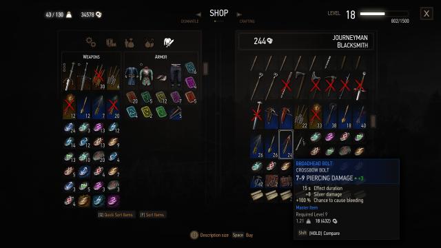 Продаються болти / Sellable Bolts для The Witcher 3