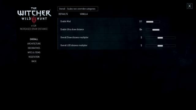 Налаштування дальності промальовування / Increased Draw Distance для The Witcher 3
