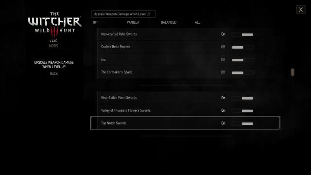 Upscale Weapon Damage when Level Up для The Witcher 3 Next Gen