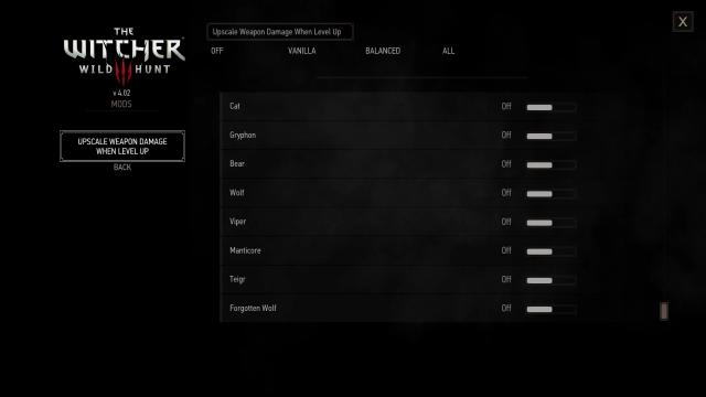 Upscale Weapon Damage when Level Up для The Witcher 3 Next Gen