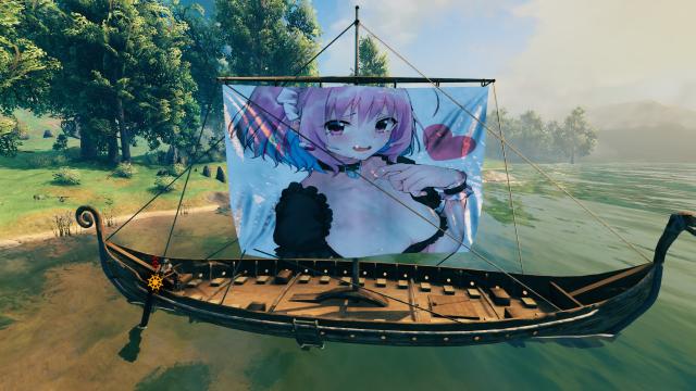 Anime Girl Sails on Longship for Valheim