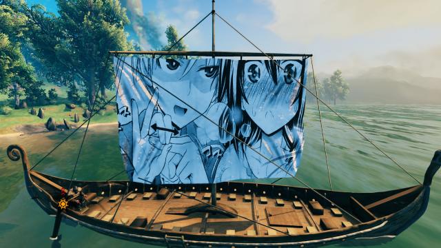 Анімішні дівчата на вітрилах / Anime Girl Sails on Longship для Valheim