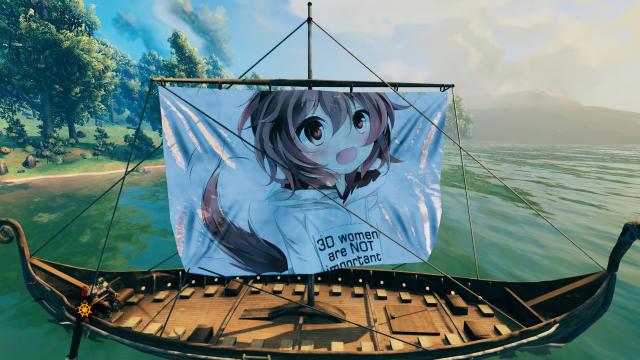 Анімішні дівчата на вітрилах / Anime Girl Sails on Longship для Valheim