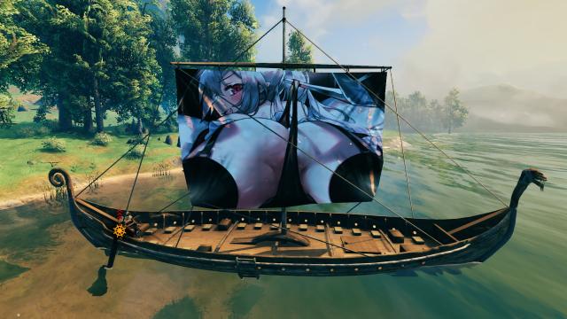 Анімішні дівчата на вітрилах / Anime Girl Sails on Longship для Valheim